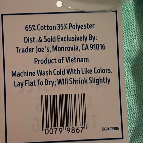 New with tags Trader Joe’s mini tote bags light green and white - Picture 3 of 3